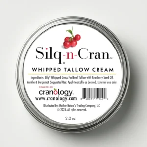 top view of Silq-n-Cran Whipped Tallow Cream jar