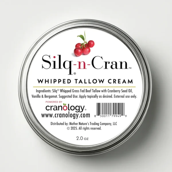 top view of Silq-n-Cran Whipped Tallow Cream jar